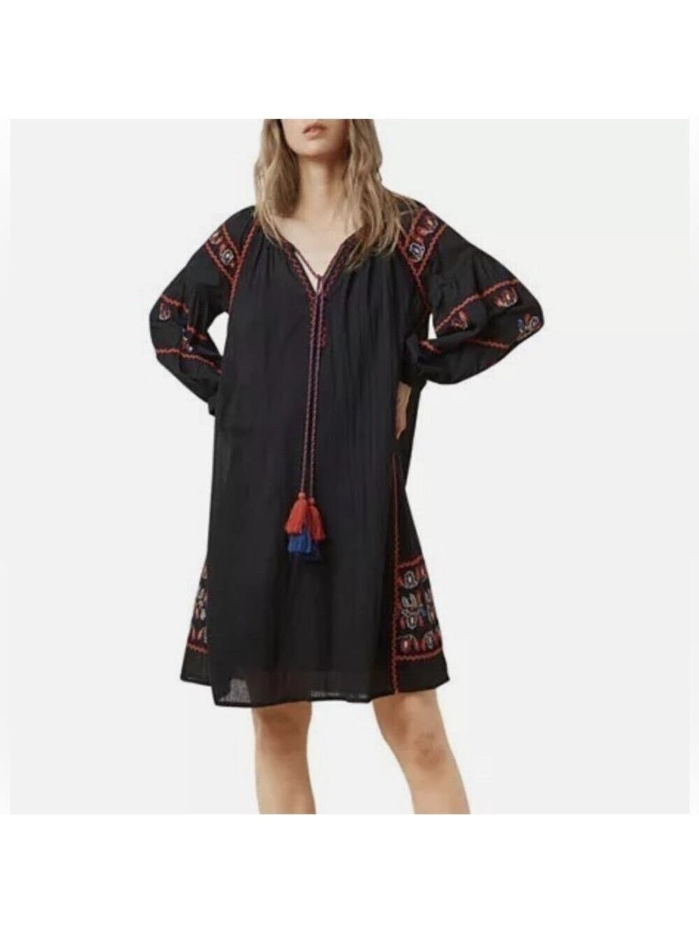 Anthropologie Velvet by Graham & Spencer Loane Embroidered Peasant Dress